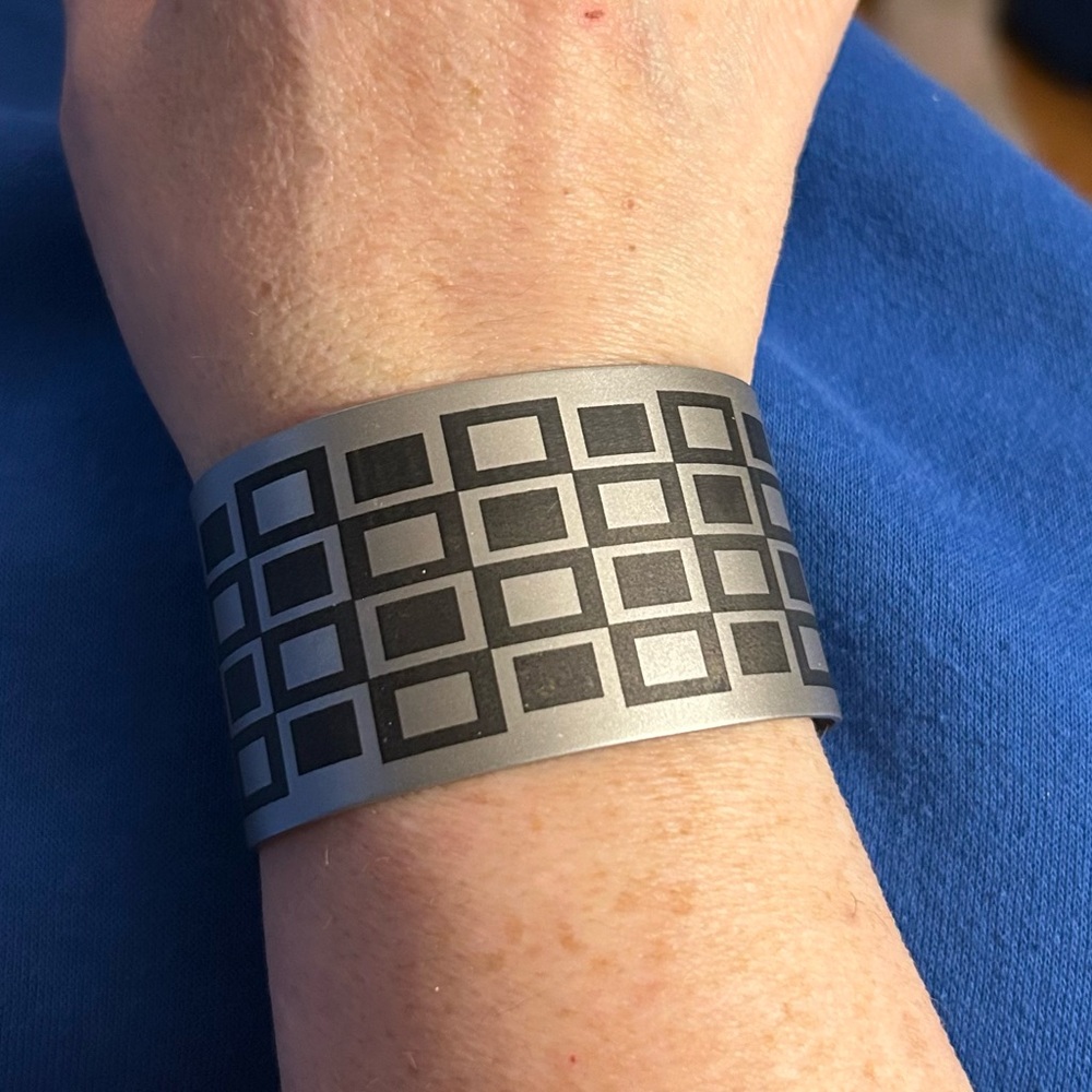 TATTOOED STEEL Silver Tone & Black Stainless Steel Cuff